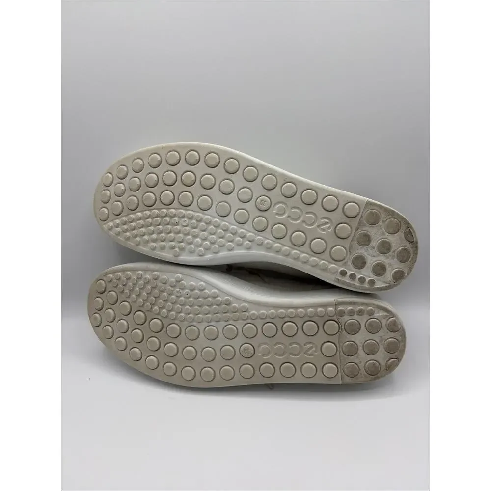 ECCO Soft White Leather Lace Up Sneakers Women’s Sz US 8-8.5 EU 39 Comfort Shoes